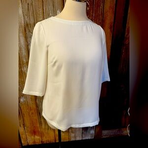 J.JILL Size 1X NWT MSRP $89 Elegant White Blouse 3/4 Sleeves.  Super Soft
